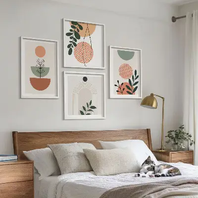 Set van posters met lijst met moderne plantmotieven