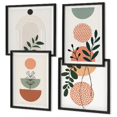 Set van posters met lijst met moderne plantmotieven