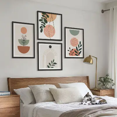 Set van posters met lijst met moderne plantmotieven
