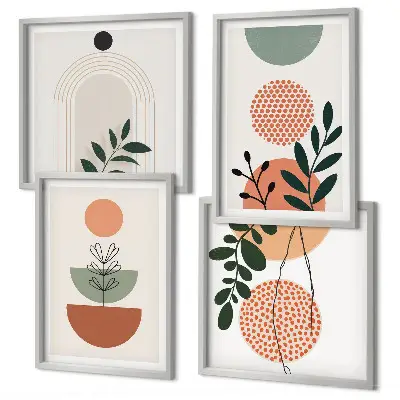 Set van posters met lijst met moderne plantmotieven