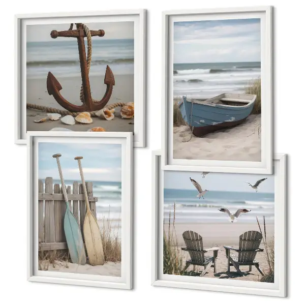 Zomerstranden en zeelandschap set van posters met lijst