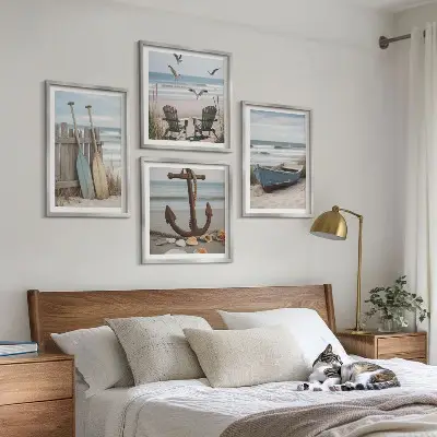 Zomerstranden en zeelandschap set van posters met lijst