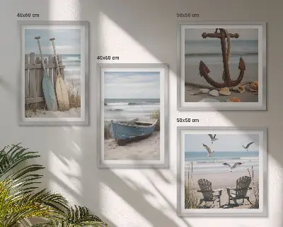 Zomerstranden en zeelandschap set van posters met lijst