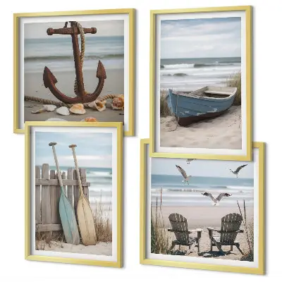 Zomerstranden en zeelandschap set van posters met lijst