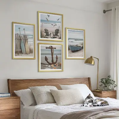 Zomerstranden en zeelandschap set van posters met lijst