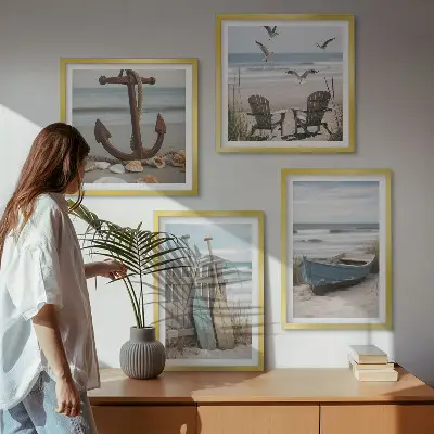 Zomerstranden en zeelandschap set van posters met lijst