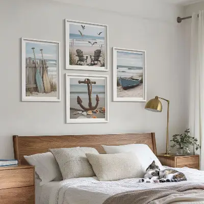 Zomerstranden en zeelandschap set van posters met lijst