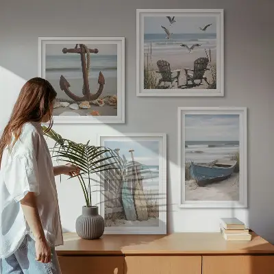 Zomerstranden en zeelandschap set van posters met lijst