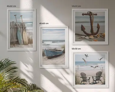 Zomerstranden en zeelandschap set van posters met lijst