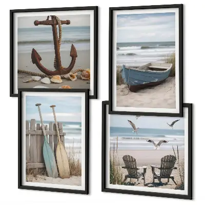 Zomerstranden en zeelandschap set van posters met lijst