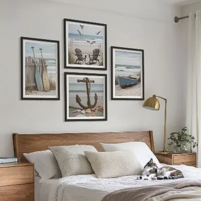 Zomerstranden en zeelandschap set van posters met lijst