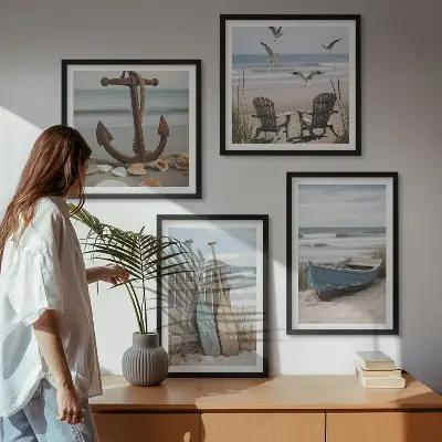 Zomerstranden en zeelandschap set van posters met lijst