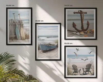 Zomerstranden en zeelandschap set van posters met lijst