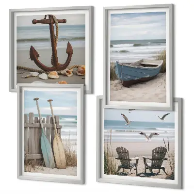 Zomerstranden en zeelandschap set van posters met lijst