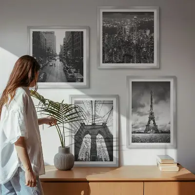 Monochromatische brugtorens meerluik in lijst