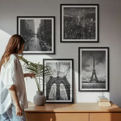 Monochromatische brugtorens meerluik in lijst