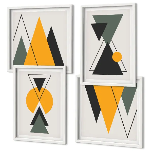 Abstracte geometrische vormen meerluik in lijst