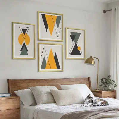Abstracte geometrische vormen meerluik in lijst