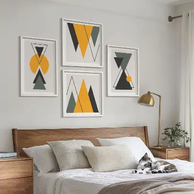 Abstracte geometrische vormen meerluik in lijst