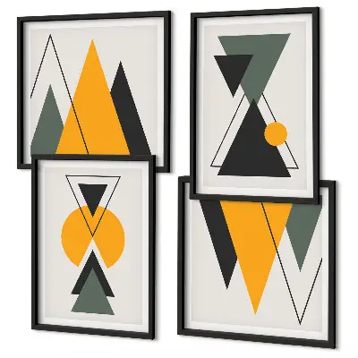 Abstracte geometrische vormen meerluik in lijst