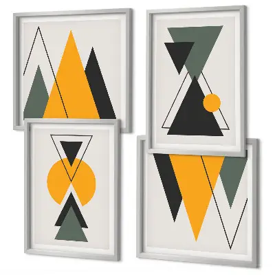 Abstracte geometrische vormen meerluik in lijst