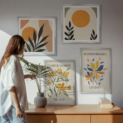 Set bloemenposters Parijs en Milaan inclusief lijst