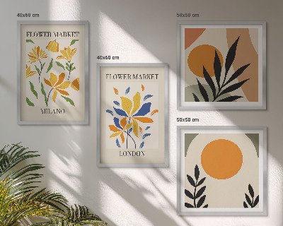 Set van posters met lijst Bloemenposters Parijs Milaan