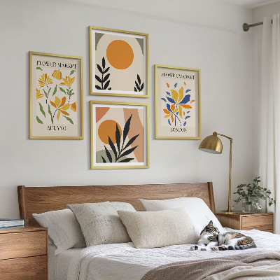 Set van posters met lijst Bloemenposters Parijs Milaan