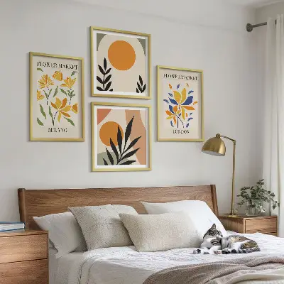 Set bloemenposters Parijs en Milaan inclusief lijst