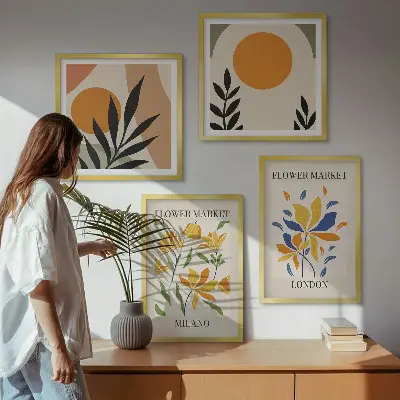 Set bloemenposters Parijs en Milaan inclusief lijst