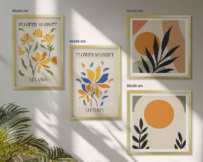 Set van posters met lijst Bloemenposters Parijs Milaan