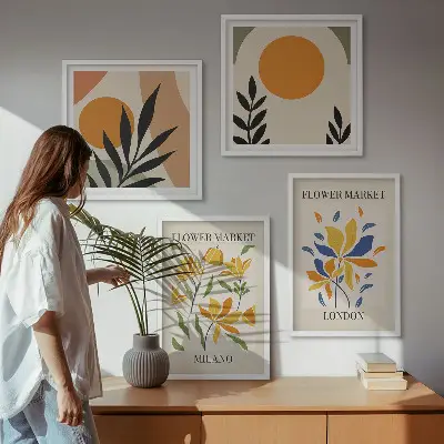 Set bloemenposters Parijs en Milaan inclusief lijst