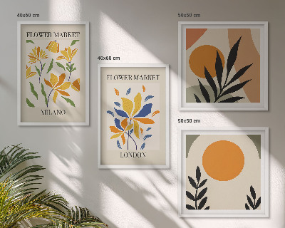 Set van posters met lijst Bloemenposters Parijs Milaan