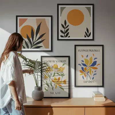 Set bloemenposters Parijs en Milaan inclusief lijst