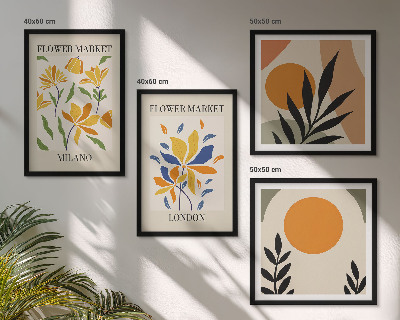 Set van posters met lijst Bloemenposters Parijs Milaan