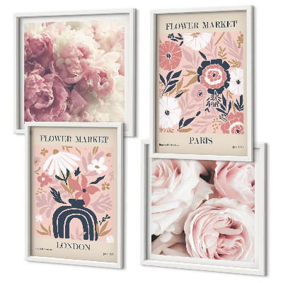 Set van posters met lijst Bloemmotieven rozen Parijs