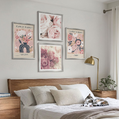 Set van posters met lijst Bloemmotieven rozen Parijs