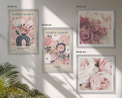 Set van posters met lijst Bloemmotieven rozen Parijs