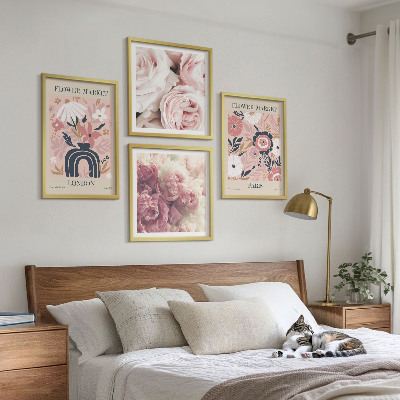 Set van posters met lijst Bloemmotieven rozen Parijs