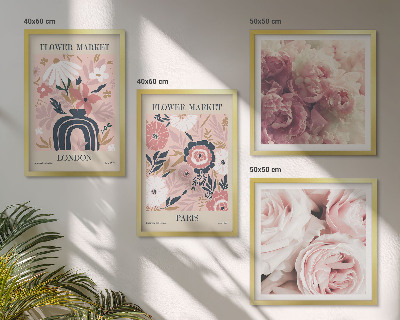 Set van posters met lijst Bloemmotieven rozen Parijs