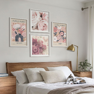 Set van posters met lijst Bloemmotieven rozen Parijs