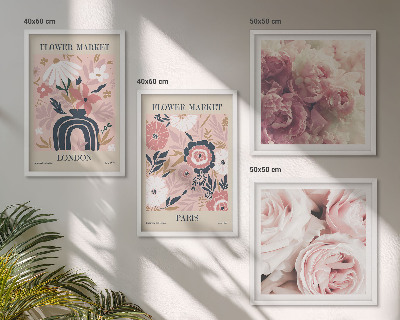 Set van posters met lijst Bloemmotieven rozen Parijs