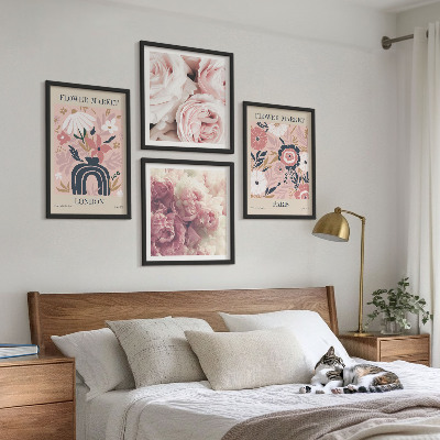 Set van posters met lijst Bloemmotieven rozen Parijs
