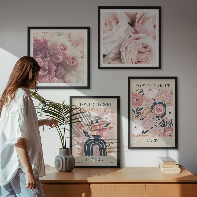 Set van posters met lijst Bloemmotieven rozen Parijs