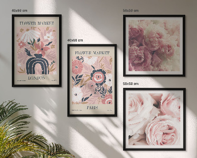Set van posters met lijst Bloemmotieven rozen Parijs