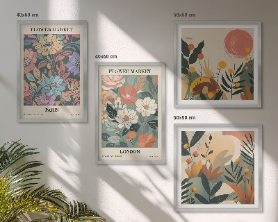 Set van posters met lijst Bloemenposters Parijs Londen