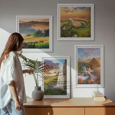 Italiaanse zonsondergangen meerluik in lijst