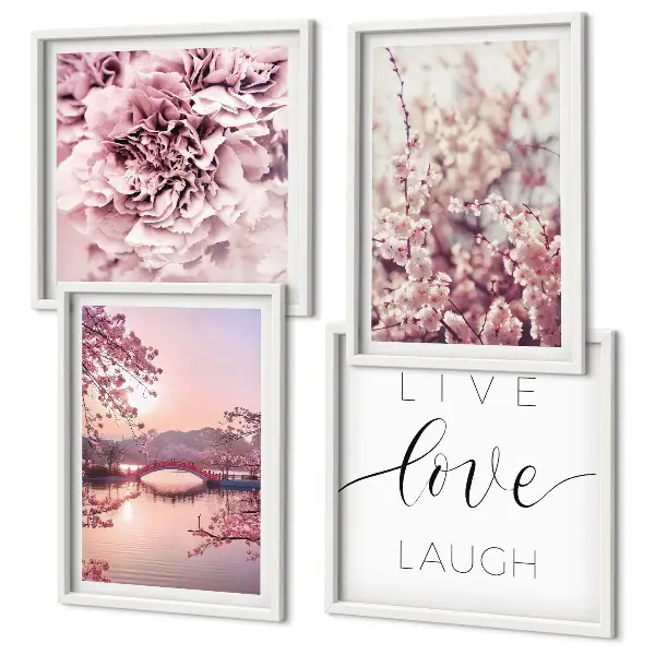 Bloemenbrug Levensinspiratie set van posters met lijst