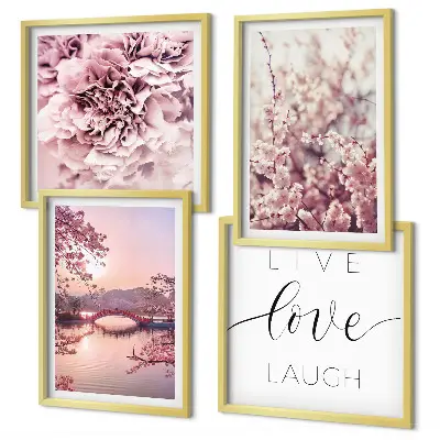 Bloemenbrug Levensinspiratie set van posters met lijst