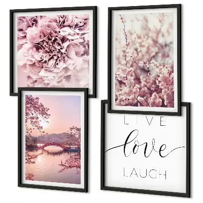 Bloemenbrug Levensinspiratie set van posters met lijst